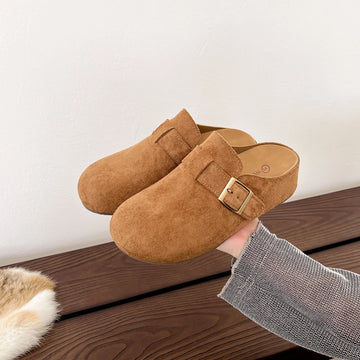 Xajzpa New Style Classic Fashion Women Suede Mules Slippers Clogs Cork Insole Sandals with Arch Support Outdoor Beach Slides Home Shoes